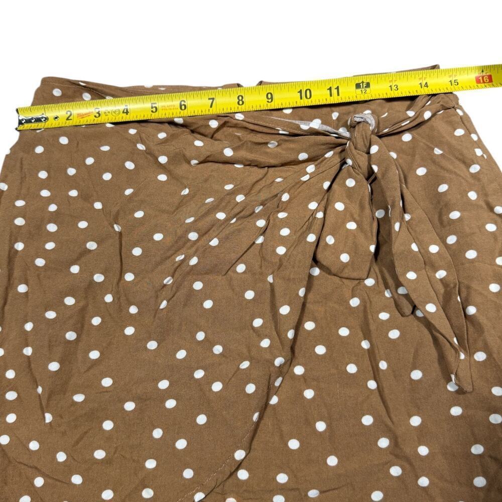 L*Space Lanie Polka Dot Wrap Mini Skirt Tan White S - Picture 5 of 6